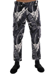 Dolce & Gabbana Gray Banana Leaf Cotton Pants -   -  Dolce & Gabbana.